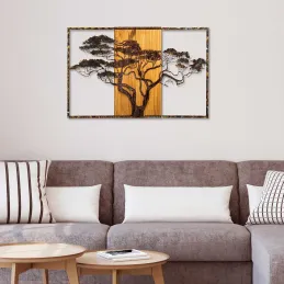 Décoration murale en métal et bois Arbre