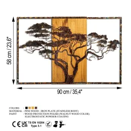 Décoration murale en métal et bois Arbre