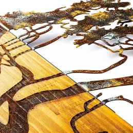 Décoration murale en métal et bois Arbre