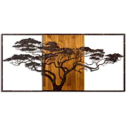 Décoration murale en métal et bois Arbre