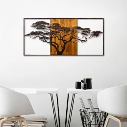 Décoration murale en métal et bois Arbre