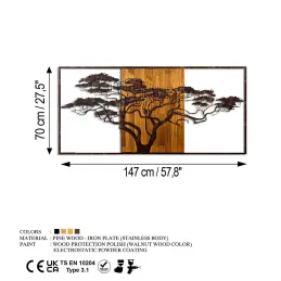 Décoration murale en métal et bois Arbre