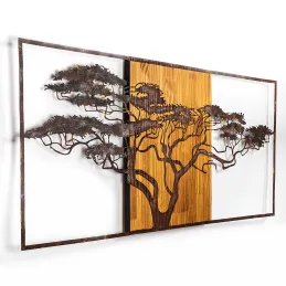 Décoration murale en métal et bois Arbre