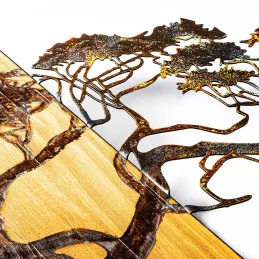 Décoration murale en métal et bois Arbre