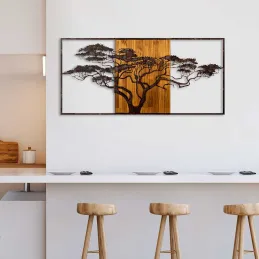 Décoration murale en métal et bois Arbre