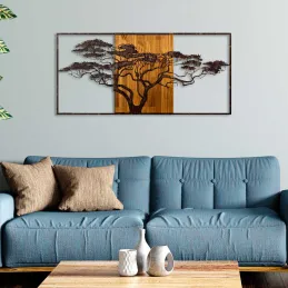 Décoration murale en métal et bois Arbre