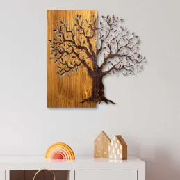 Décoration murale en métal et bois Arbre