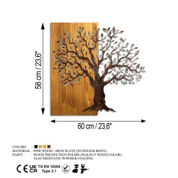 Décoration murale en métal et bois Arbre