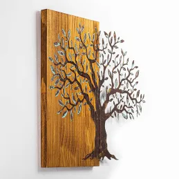 Décoration murale en métal et bois Arbre