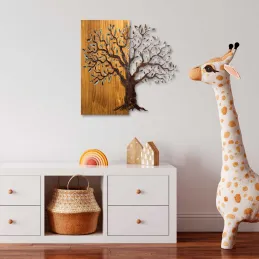Décoration murale en métal et bois Arbre