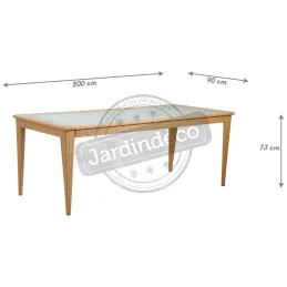 Table de jardin en polyrésine et verre