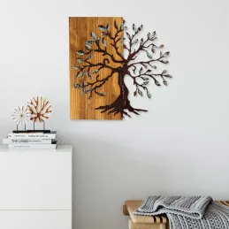 Décoration murale en métal et bois Arbre