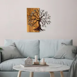 Décoration murale en métal et bois Arbre