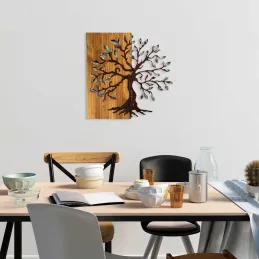 Décoration murale en métal et bois Arbre