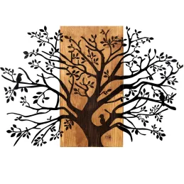 Décoration murale en métal et bois Arbre