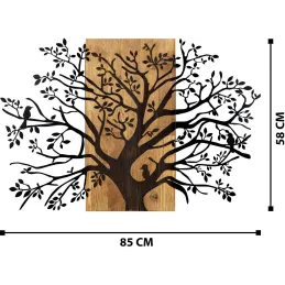 Décoration murale en métal et bois Arbre