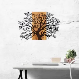 Décoration murale en métal et bois Arbre