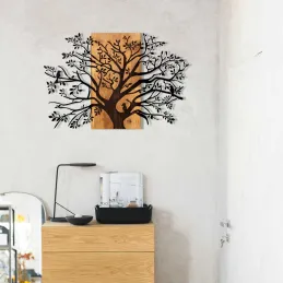 Décoration murale en métal et bois Arbre