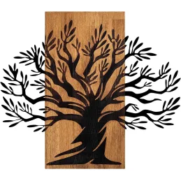 Décoration murale en métal et bois Arbre