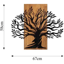 Décoration murale en métal et bois Arbre