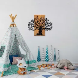 Décoration murale en métal et bois Arbre