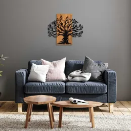 Décoration murale en métal et bois Arbre