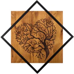 Décoration murale en métal et bois Arbre
