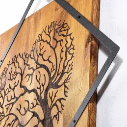 Décoration murale en métal et bois Arbre