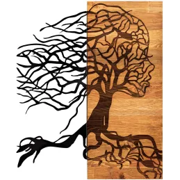 Décoration murale en métal et bois Arbre