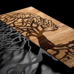 Décoration murale en métal et bois Arbre