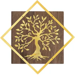 Décoration murale en bois et métal doré Walnut