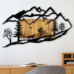 Décoration murale en bois et métal Walnut