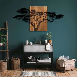 Décoration murale en bois et métal Walnut
