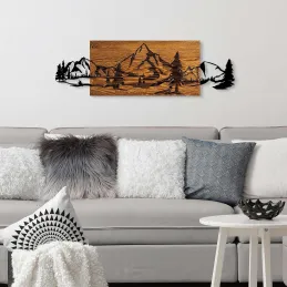 Décoration murale en bois et métal Walnut