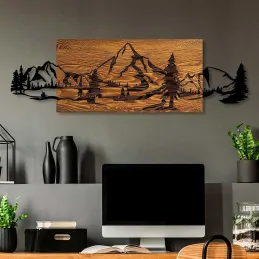 Décoration murale en bois et métal Walnut