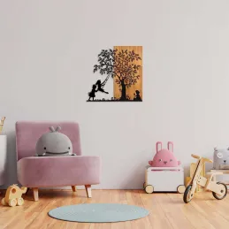 Décoration murale en bois et métal Walnut
