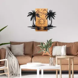 Décoration murale en bois et métal Walnut