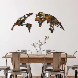 Décoration murale en métal Mappemonde