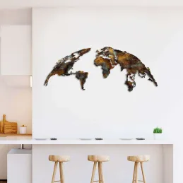 Décoration murale en métal Mappemonde
