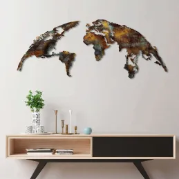 Décoration murale en métal Mappemonde
