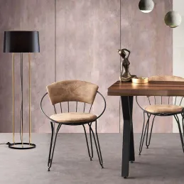 Chaise en métal et velours  Istambul (Lot de 2)