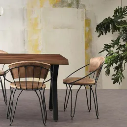 Chaise en métal et velours  Istambul (Lot de 2)