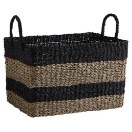Corbeille de rangement en jonc et corde (Lot de 2)