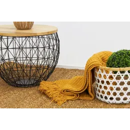 Corbeille de rangement en bambou ajourée (Lot de 2)