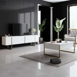 Meuble TV en aggloméré et métal Luxe