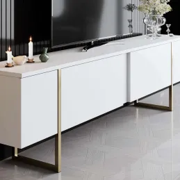 Meuble TV en aggloméré et métal Luxe