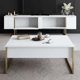 Meuble TV en aggloméré et métal Luxe
