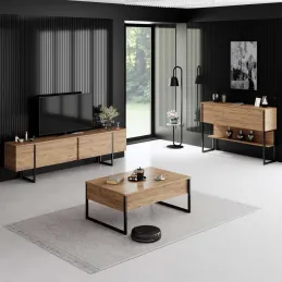 Meuble TV en aggloméré et métal Luxe