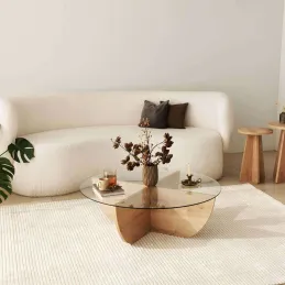 Table basse en verre et aggloméré Lily
