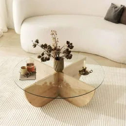 Table basse en verre et aggloméré Lily